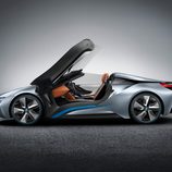 BMW i8 spyder concept 2012, estudio, lateral puertas abiertas