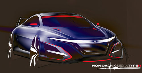 US-specs Honda Civic sedan Type-R sketch by Clément Morice