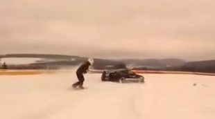 Snowboard en Spa-Francorchamps con un Nissan GT-R