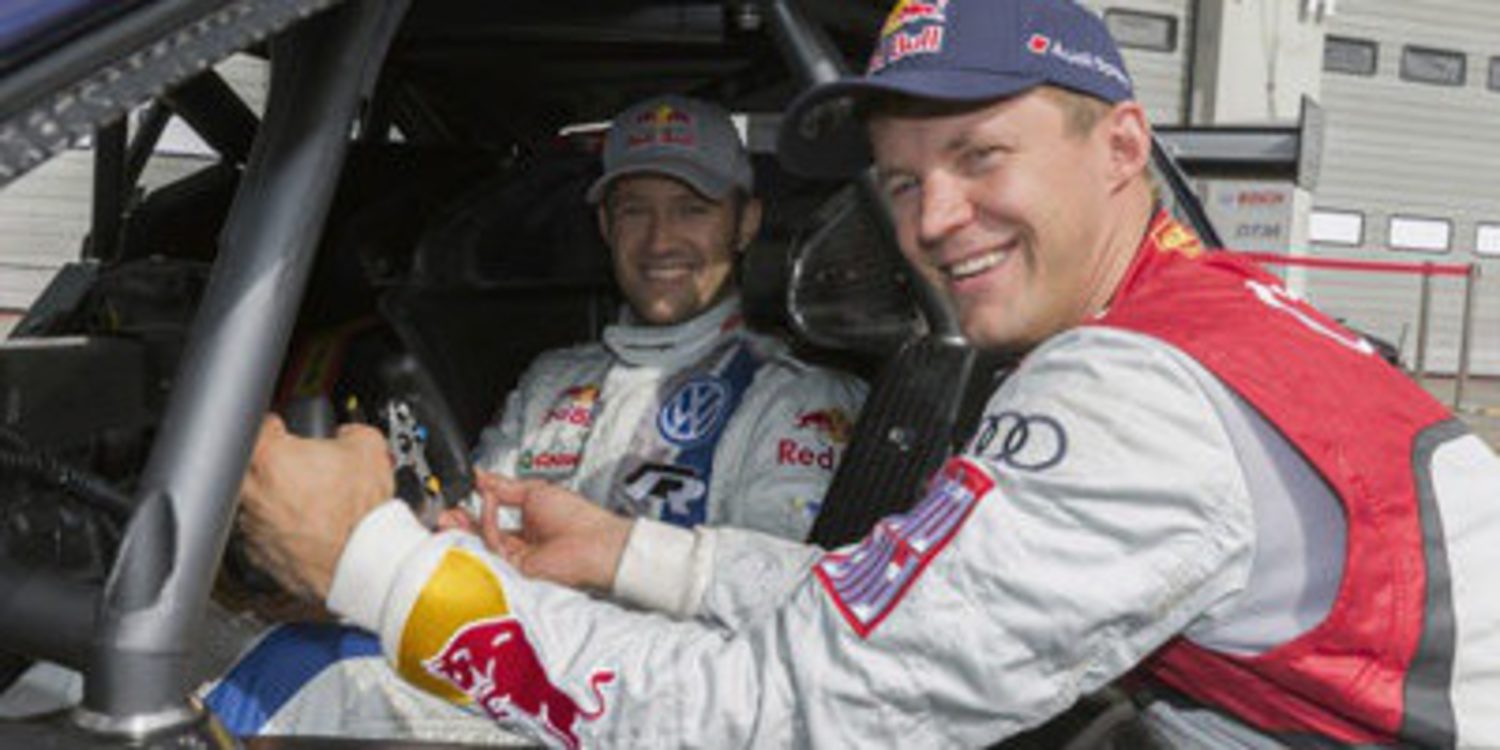 Ogier en un DTM y Mattias Ekström con el Polo R WRC