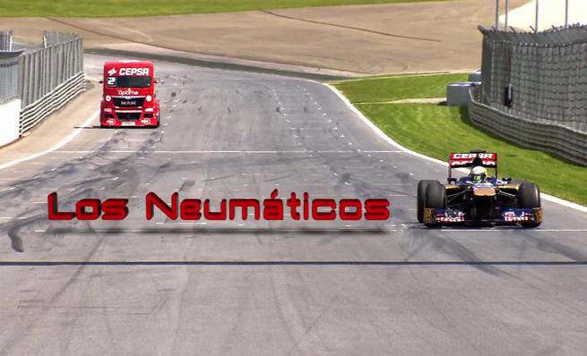 Toro Rosso STR8 vs MAN del CEPSA Truck Team. Neumáticos